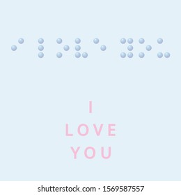 I love you in braille alphabet with soft light blue background