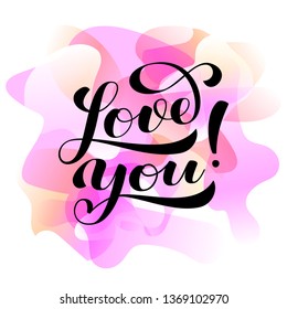 Love you brush lettering. Vector illustration for banner or poster