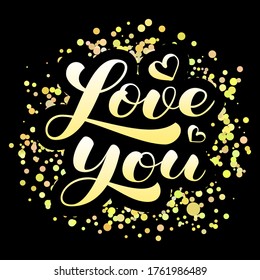 Love you brush lettering. Vector stock illustration for card