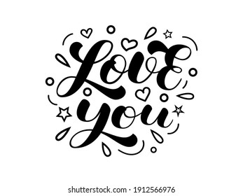 Love you brush lettering. Vector stock illustration for card