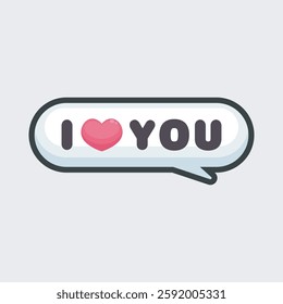 i love you bubble text in outline flat vector design