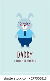 i love you bunny daddy vector greeting card