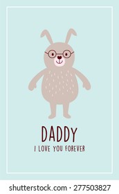 i love you bunny daddy vector greeting card