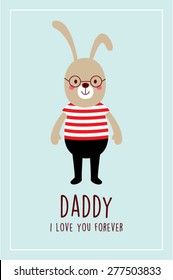 i love you bunny daddy vector greeting card