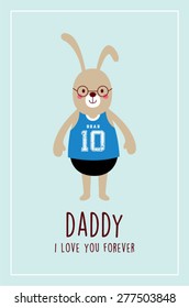 i love you bunny daddy vector greeting card