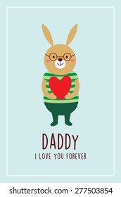 i love you bunny daddy vector greeting card