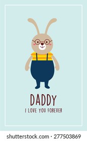 i love you bunny daddy vector greeting card