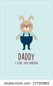 i love you bunny daddy vector greeting card