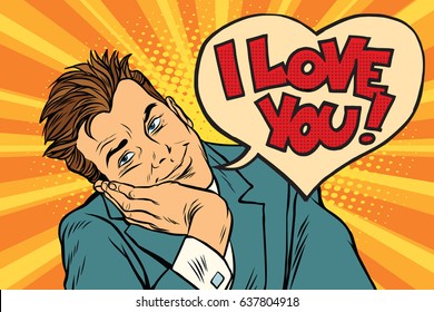 I Love You Businessman. Pop Art Retro Vector Illustration