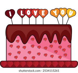 I Love You with cake, Lovely Cake, Illustrator, Eps, Love Card