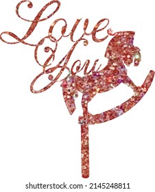 Love you. Cake topper Horse. Vector design 