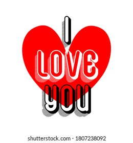 I love you calligraphic text vector vintage