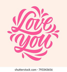 love you, calligraphy, handwritten text, lettering, greeting card, pattern