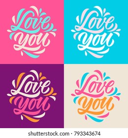 love you, calligraphy, handwritten text, lettering, greeting cards, pattern