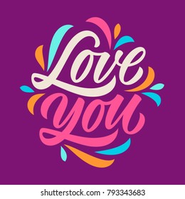 love you, calligraphy, handwritten text, lettering, greeting cards, pattern