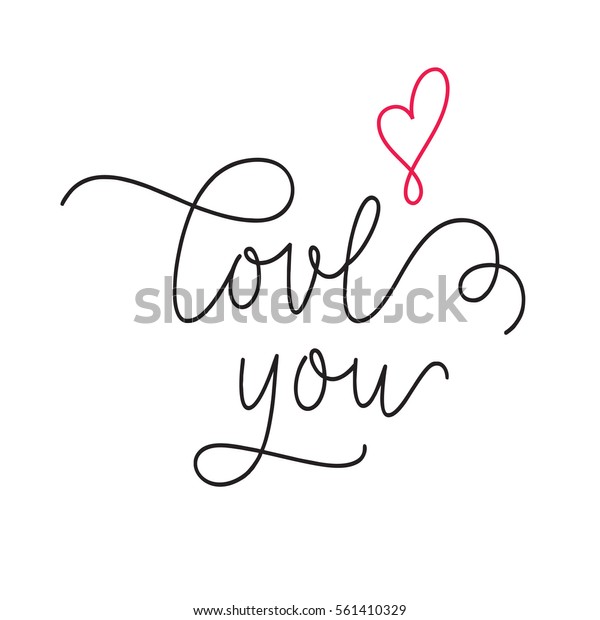 Love You Calligraphy Heart Stock Vector (Royalty Free) 561410329 ...