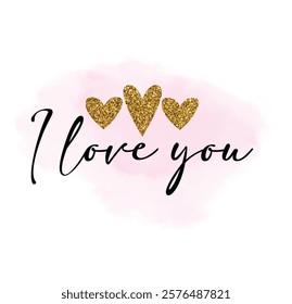 I love you,  calligraphy with heart and flowers. card concept for wedding, valentine's day, mothers day t-shirt print design. Vector illustration