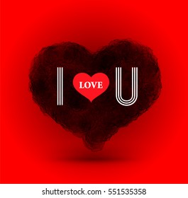 I love you calligraphy heart shaped. Lettering vector illustration for love concept  valentine and wedding card.