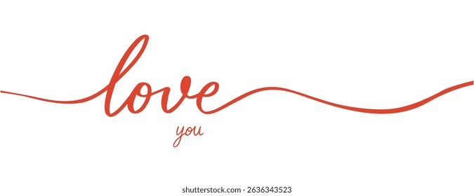 Love you calligraphy inscription. Love handwritten doodle lettering phrase or quote. message saying text. Hand drawn print clipart. Vector illustration