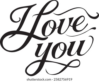 I love you, calligraphy inscription. Vector illustration.