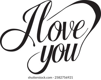 I love you, calligraphy inscription. Vector illustration.