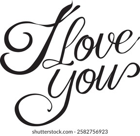 I love you, calligraphy inscription. Vector illustration.