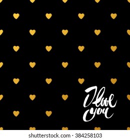 I love you - calligraphy lettering card with hearts. Love design concept.