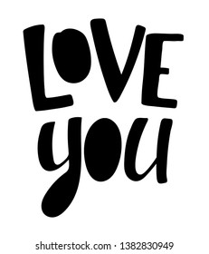 Love you card with hand drawn lettering.