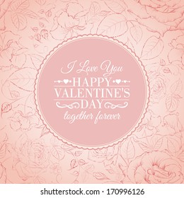 I love you card. Happy valentines day. Vector illustration.
