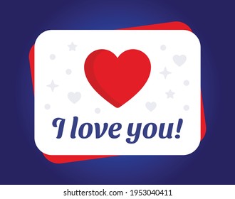 i love you card with heart shape icon design vector illustration.