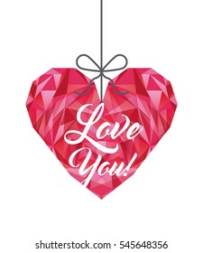 i love you card with hearth shape icon. colorful design. vector illustration