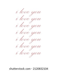 I love you, love card, Home wall decor, Love pink text, Wedding wall gift, Family wall decor, Christian banner, Valentine's wall gift, vector illustration