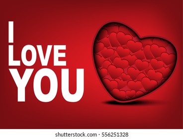 i Love you card with many hearts background
