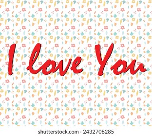 I love you card on pattern of flower 