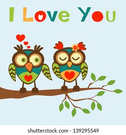 I love you card with two lovely owls