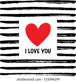 I love you card. Vector I love you card on a stripped paint background.