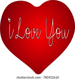 I Love You Card Vector.Cute poster with handwriting text for Happy Valentine's Day, wedding, dating,romantic events