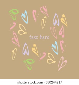 Love you card , wedding card , invitation template with hearts , vector illustration hand painted.
