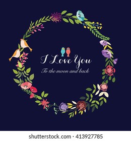 i love you card,bird vector set,bird vector collection,full vector template