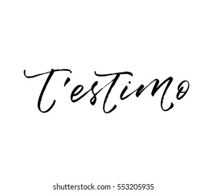 I love you in Catalan. Phrase for Valentine's day. Ink illustration. Modern brush calligraphy. Isolated on white background. 