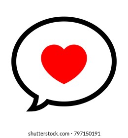 I love you, chat icon, red heart in a speech bubble, vector illustration.