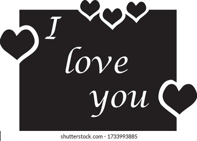 I LOVE YOU CLIP ART IN BLACK COLOR  WITH HEART.