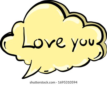 Love you cloud, illustration, vector on white background