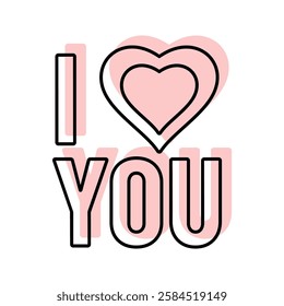 I Love You color shadow thinline icon, vector, pixel perfect, illustrator file