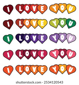 I Love You with colorful hearts, Illustrator, EPS