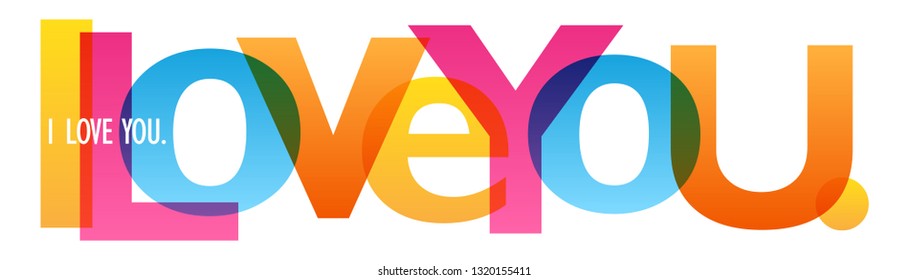 I LOVE YOU colorful typography banner