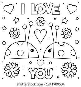 Love You Coloring Page Black White Stock Vector (Royalty Free ...