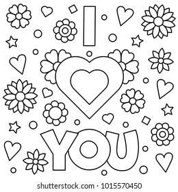 Love You Coloring Page Vector Illustration Stock Vector (Royalty Free ...