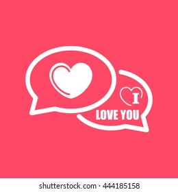 I Love You Comments white icon on magenta color background. Eps-10.