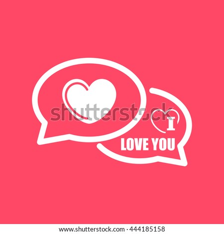 I Love You Comments white icon on magenta color background. Eps-10.